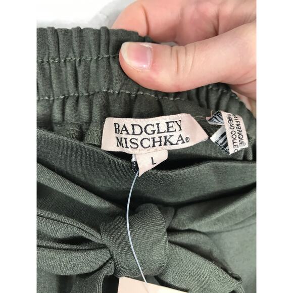 New Badgley Mischka Women's L Olive Green Jogger Pants Cargo Belt Comfy Everyday - Picture 5 of 12